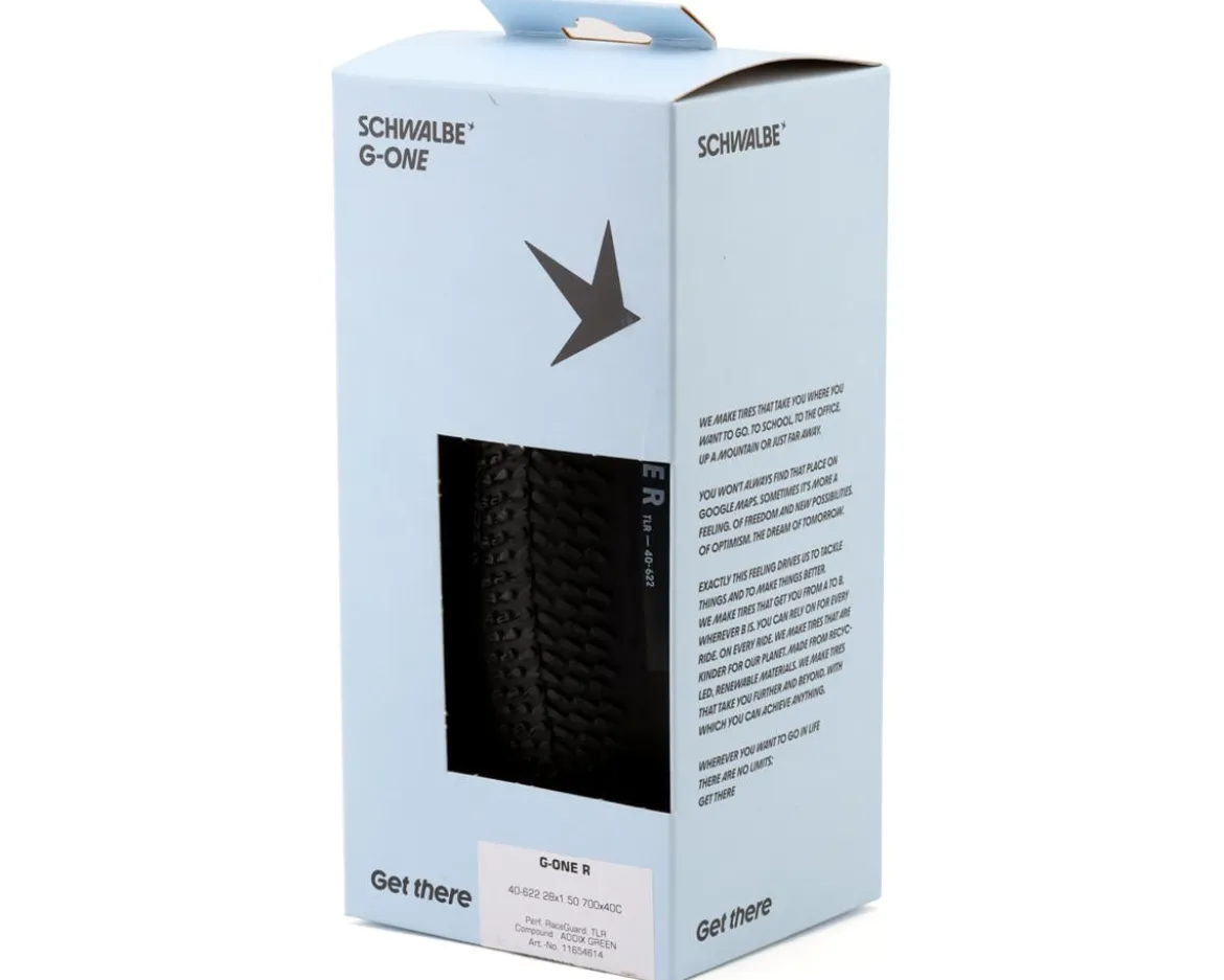 Schwalbe G-One R Tubeless Gravel Tire (Black) (700c) (40mm) (Addix Green/RaceGuard) (Performance Line)