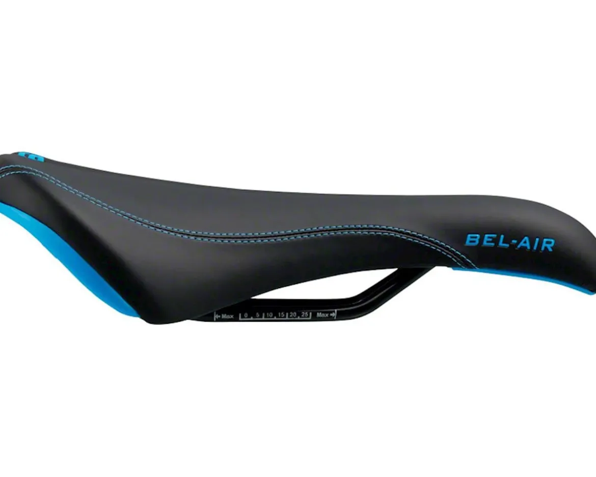 SDG Bel-Air RL Saddle (Black/Cyan) (Steel Rails) (140mm)