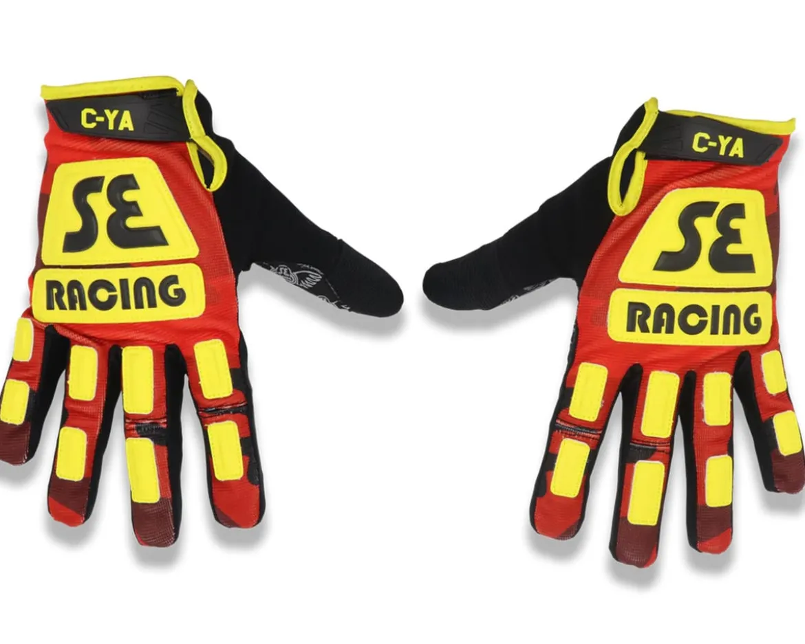SE Bikes Retro Gloves (Red Camo / Yellow) (3XL)