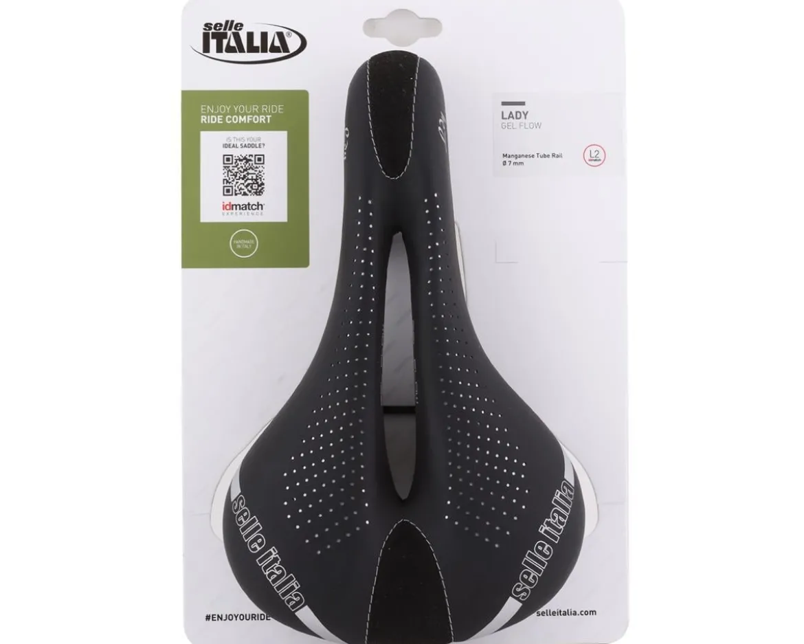 Selle Italia Lady Gel Flow Saddle (Black) (Manganese Rails) (L2) (160mm)