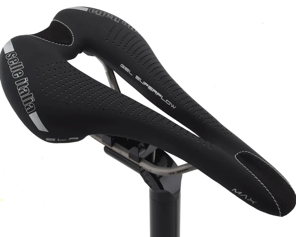 Selle Italia Max SLR Gel Superflow Saddle (Black) (Titanium Rails) (L3) (145mm)