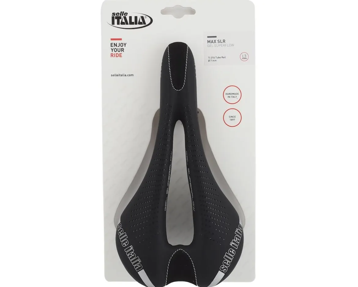 Selle Italia Max SLR Gel Superflow Saddle (Black) (Titanium Rails) (L3) (145mm)