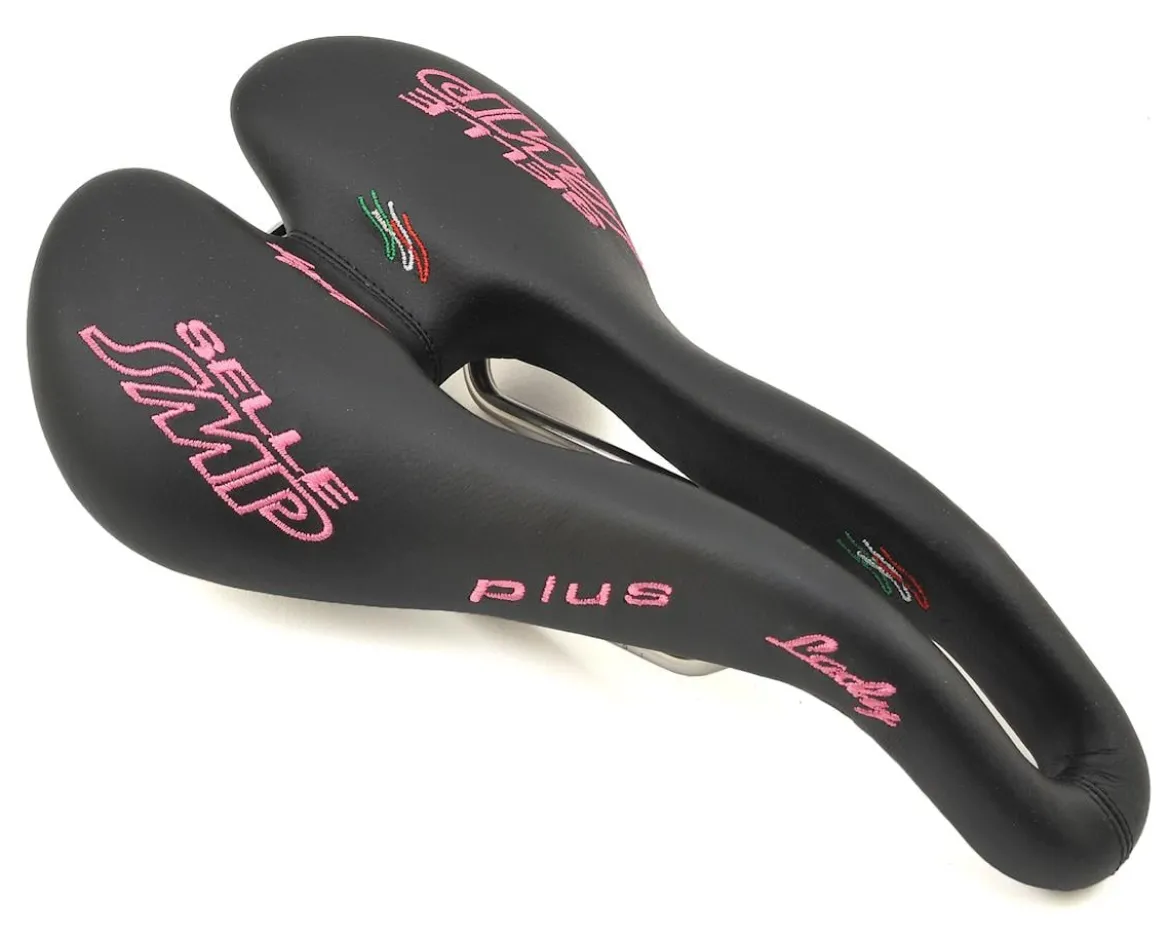 Selle SMP Plus Lady's Saddle (Black/Pink) (AISI 304 Rails) (159mm)