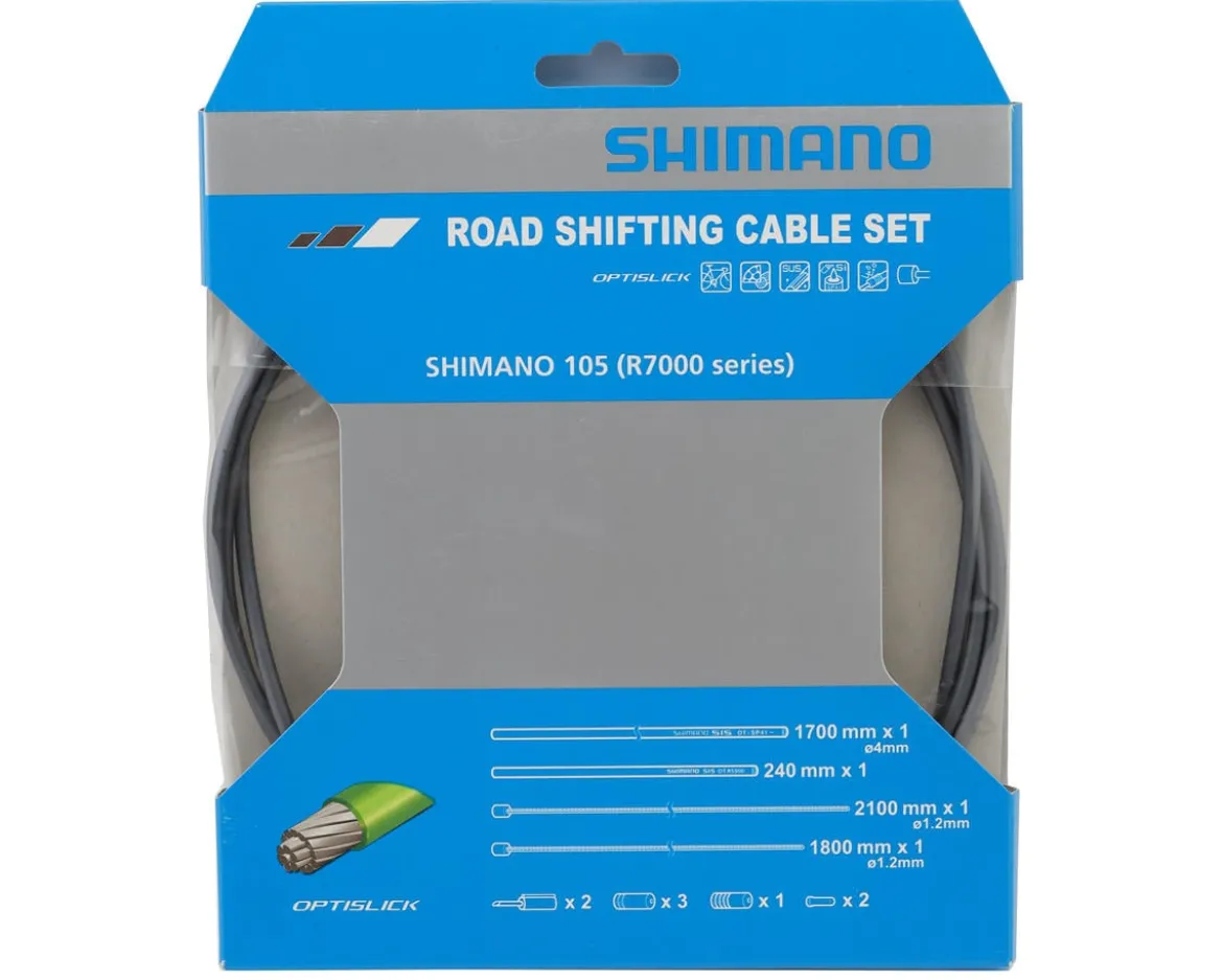 Shimano 105 R7000 Road Optislick Derailleur Cable & Housing Set (Grey) (1.2mm) (1800/2100mm)