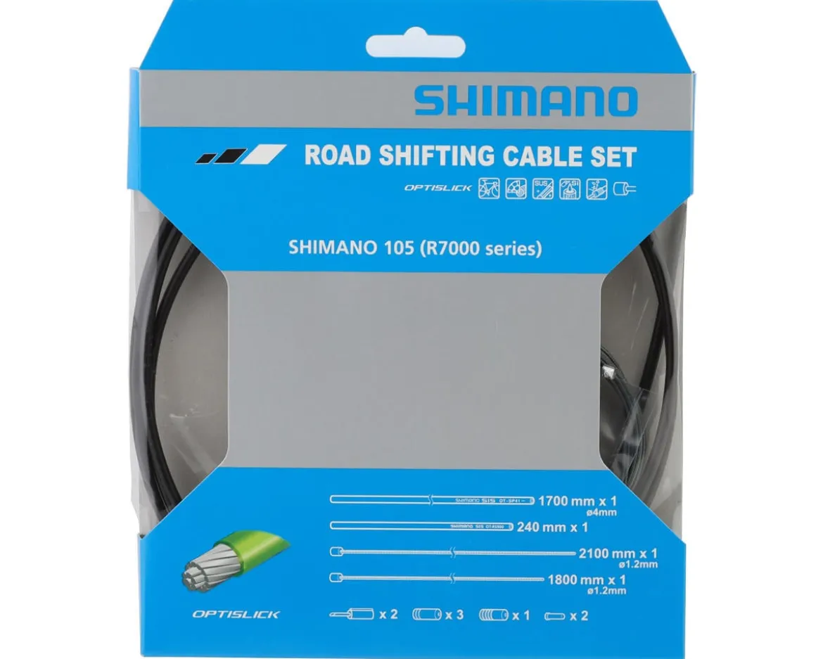 Shimano 105 R7000 Road Optislick Derailleur Cable & Housing Set (Black) (1.2mm) (1800/2100mm)