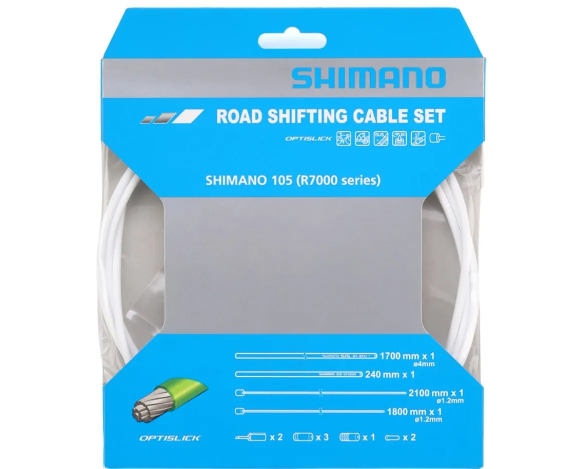 Shimano 105 R7000 Road Optislick Derailleur Cable & Housing Set (White) (1.2mm) (1800/2100mm)