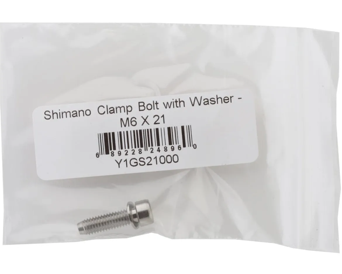 Shimano Left Crank Arm Pinch Bolt with Washer (Silver) (M6 X 21) (Single)