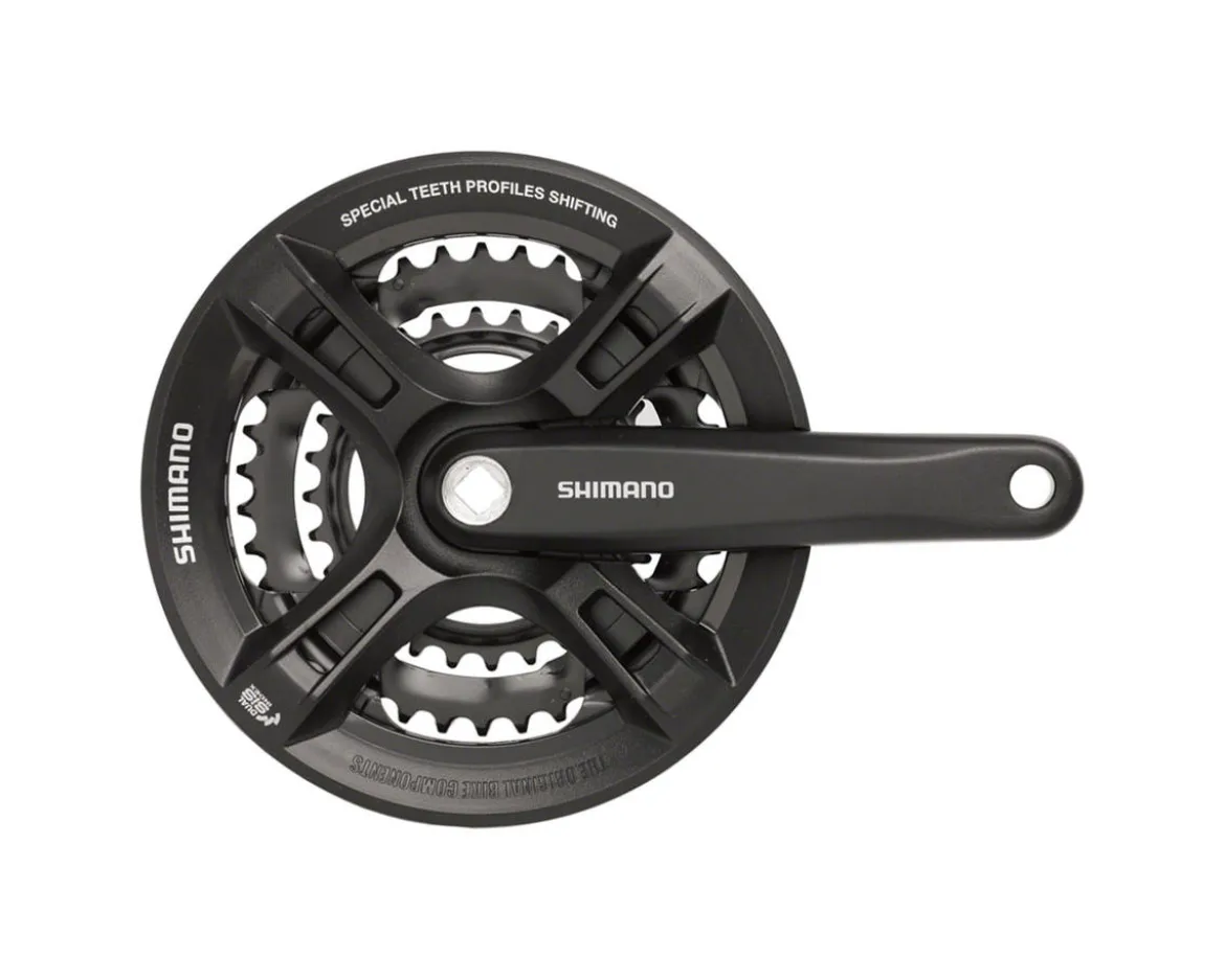 Shimano Altus FC-M311 Crankset (Black) (3 x 7/8 Speed) (Square Taper) (170mm) (42/32/22T) (Riveted) (w/ Chain Guard)