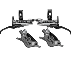 Shimano XTR M9220 4-Piston Hydraulic Disc Brakes (Silver/Black) (Pair) (Post Mount) (Calipers Included)