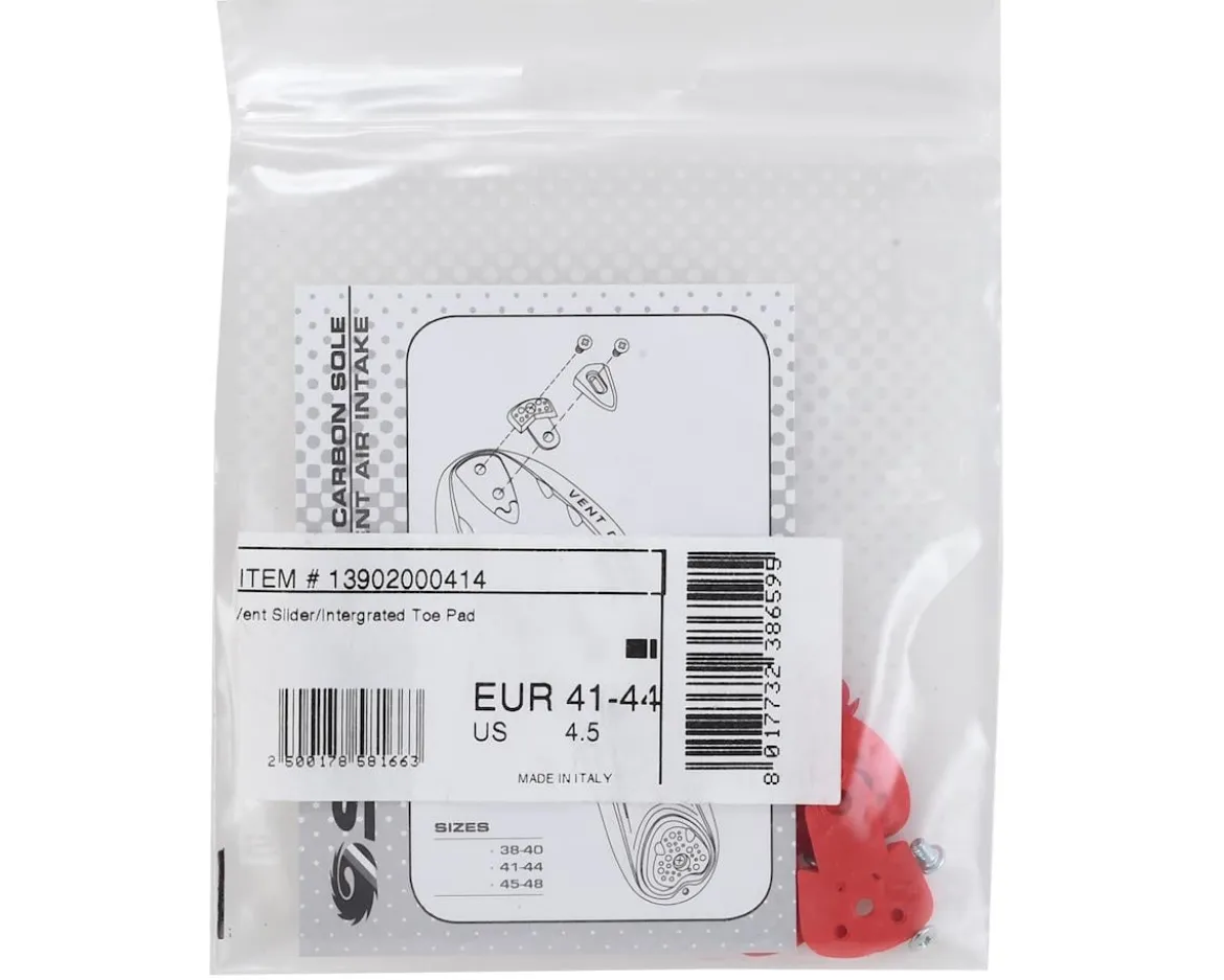 Sidi Vent Air Intake Toe Pads (Red) (41-44) (Pair) (For Sixty Road Shoes/Wire 2S Road Shoes)