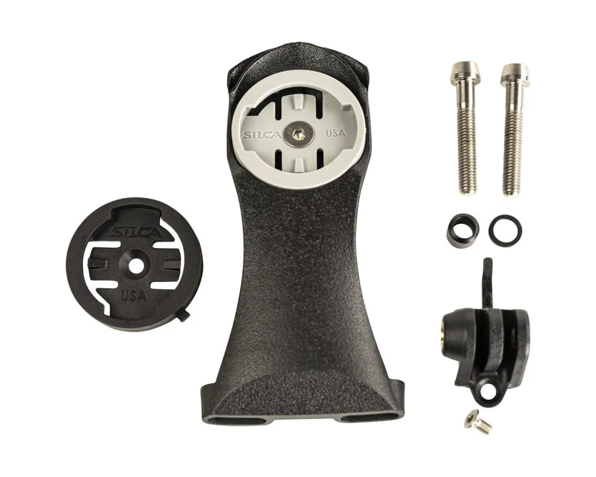Silca Chisela Computer Stem Mount (Black) (Wide (23-40mm)) (3D Printed Titanium) (Garmin/Wahoo)