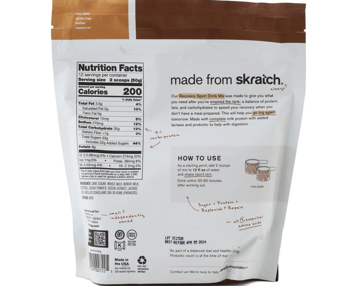 Skratch Labs Recovery Sport Drink Mix (Chocolate) (12 Serving Pouch)