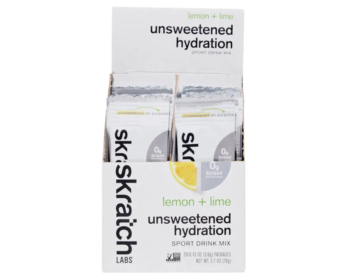 Skratch Labs Unsweetened Hydration Sport Drink Mix (Lemon + Lime) (Single Serving) (20-Pack)