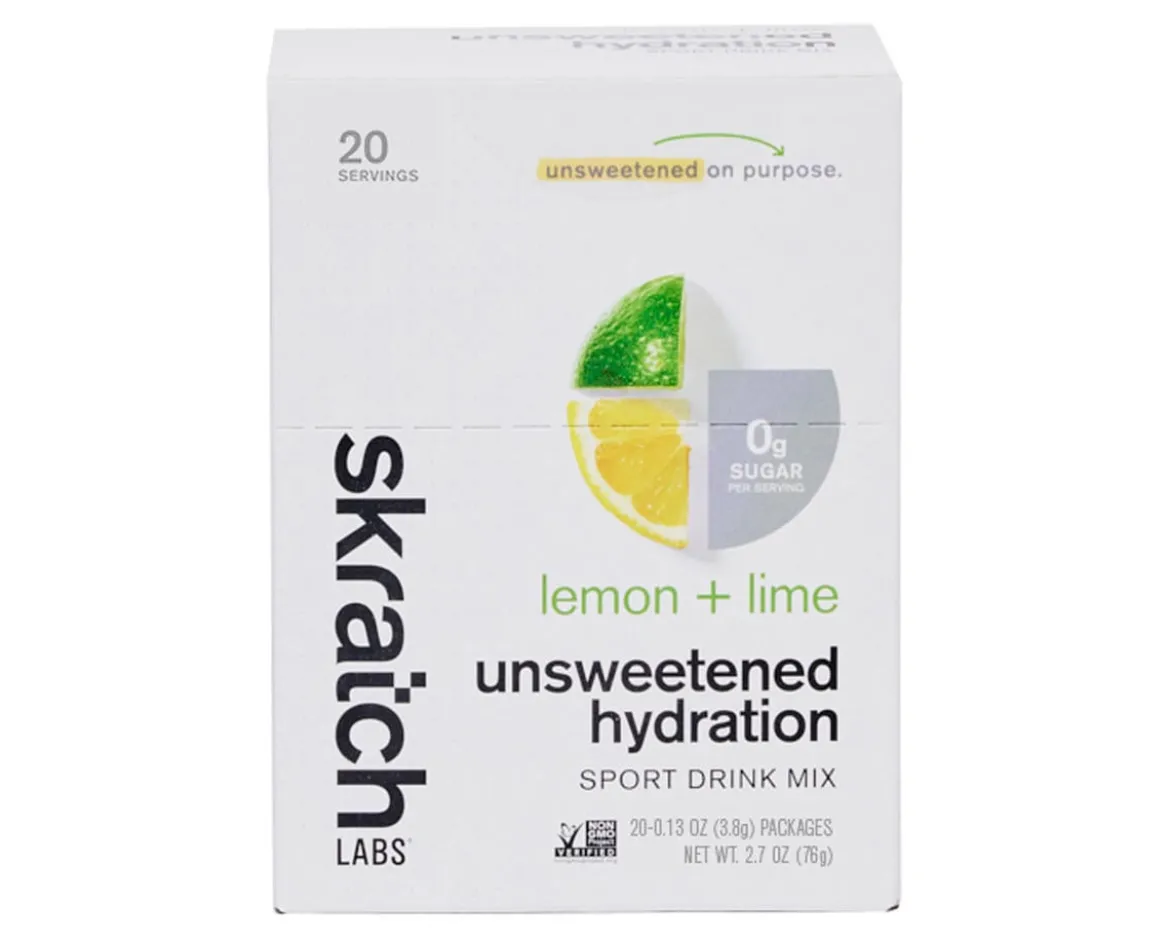 Skratch Labs Unsweetened Hydration Sport Drink Mix (Lemon + Lime) (Single Serving) (20-Pack)