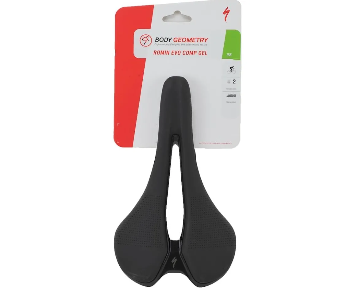 Specialized Romin Evo Comp Gel Saddle (Black) (Chromoly Rails) (155mm)