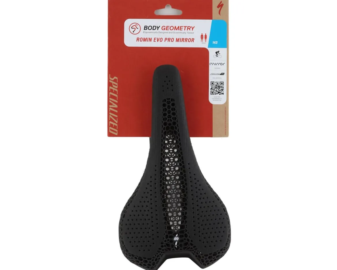 Specialized Romin Evo Pro Mirror Saddle (Black) (Titanium Rails) (3D-Printed) (143mm)