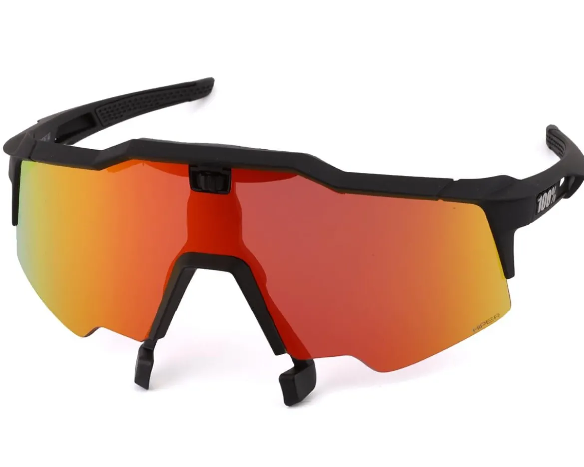 100% Speedcraft Air Sunglasses (Soft Tact Black) (HiPER Red Multilayer Mirror)