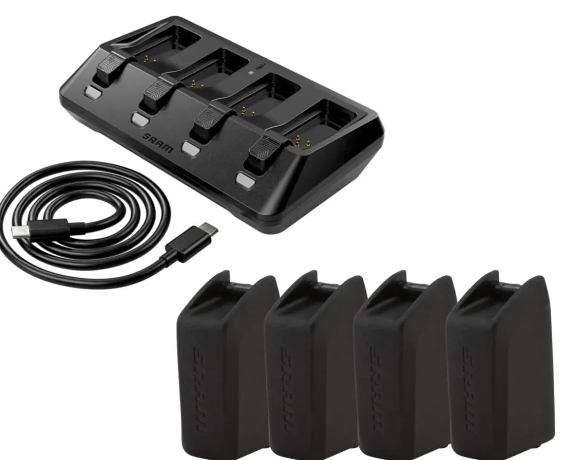 SRAM eTap AXS Professional Battery & Charger Bundle (Includes 4 Batteries & 1 Quad Charger)