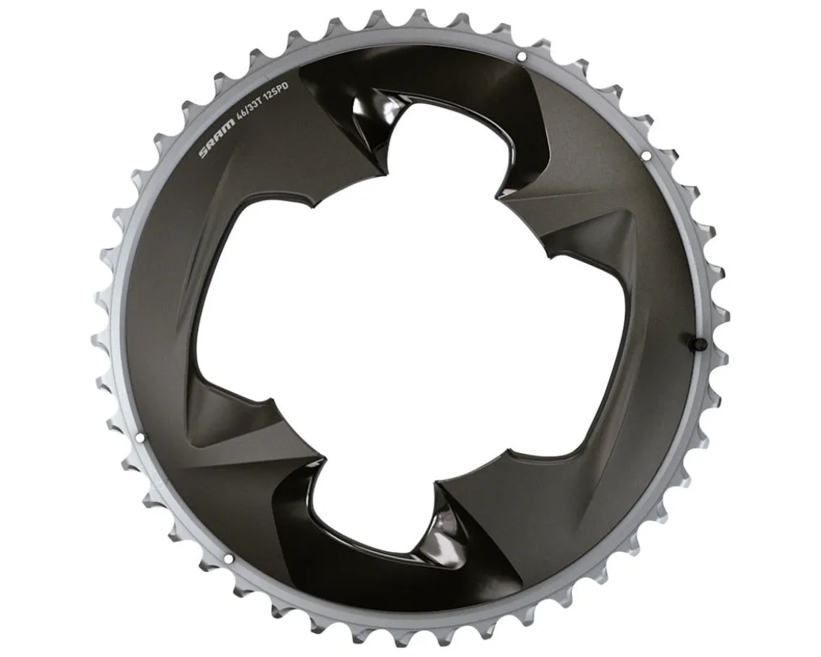 SRAM Force AXS Chainrings (Grey/Black) (2 x 12 Speed) (107mm BCD) (Outer) (46T)