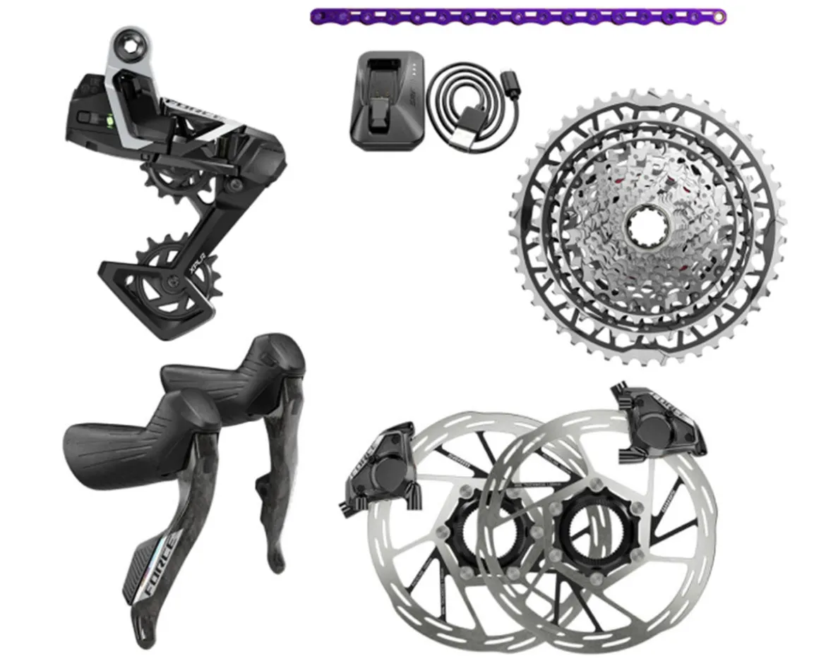 SRAM Force XPLR AXS Gravel Groupset (1 x 13 Speed) (E1) (w/Purple Chain)