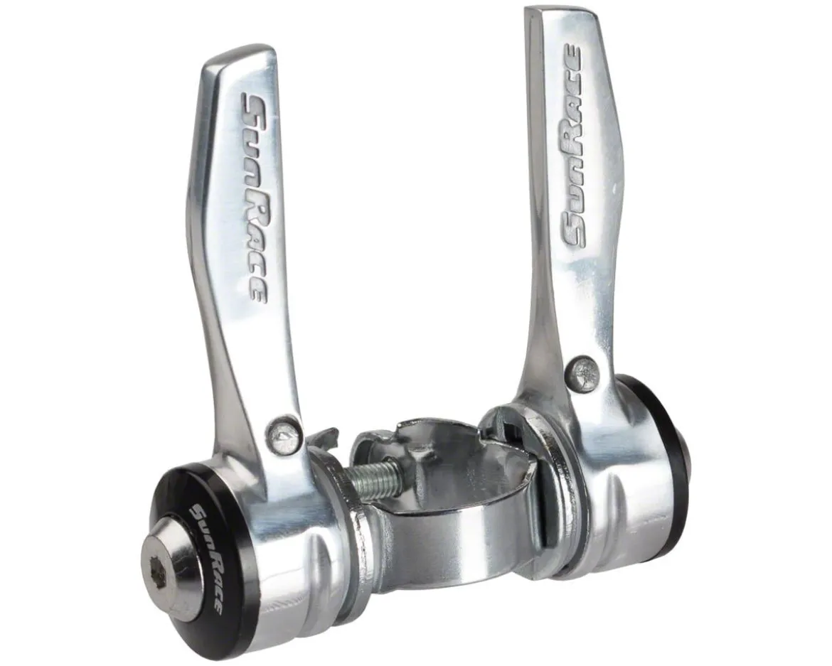 Sunrace SLR80 Clamp-On Shifters (Silver) (Pair) (2/3 x 8 Speed) (28.6mm Clamp)