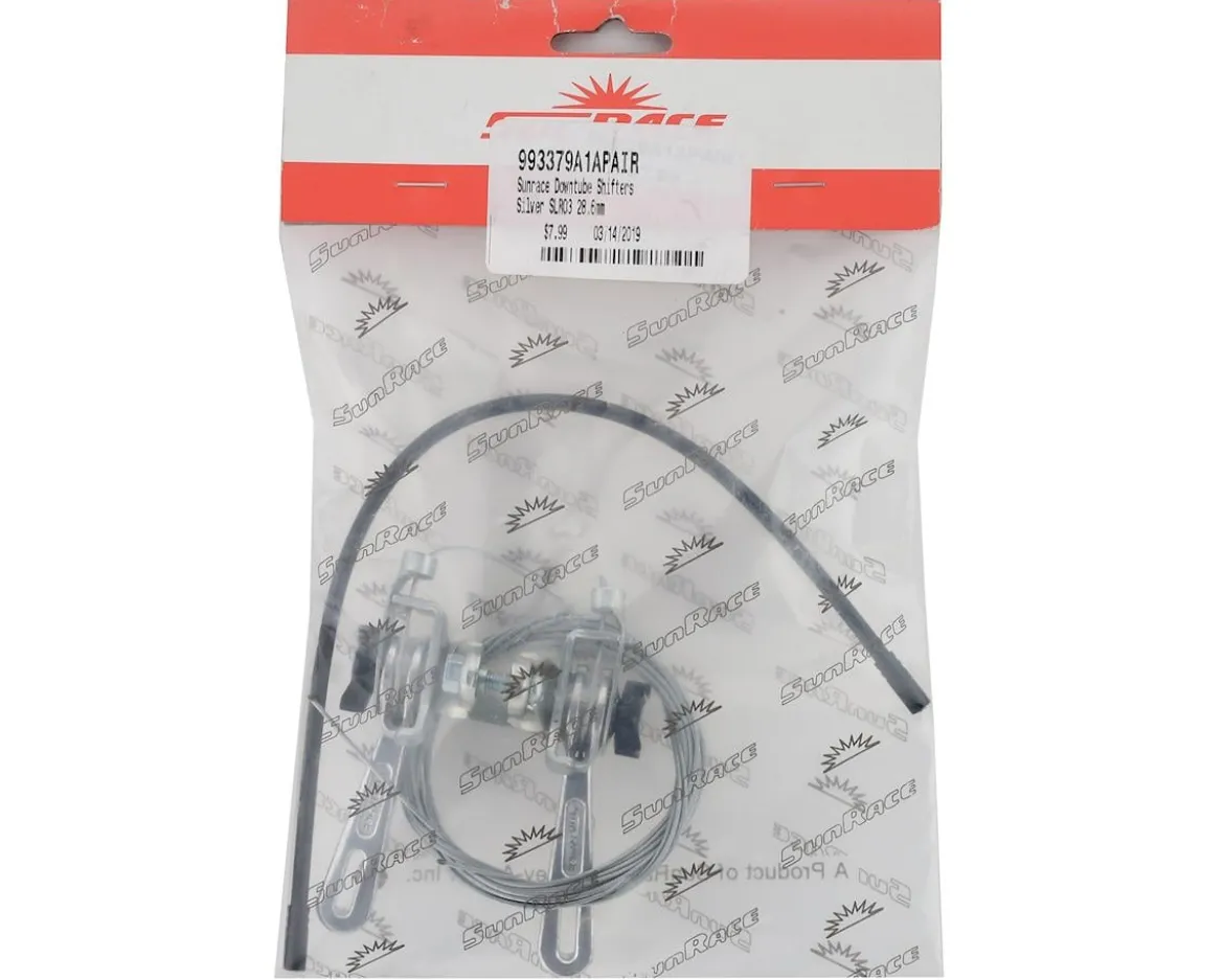 Sunrace SLR03 Downtube Friction Shifters (Silver) (Pair) (2/3 x 6/7/8 Speed) (28.6mm Clamp)