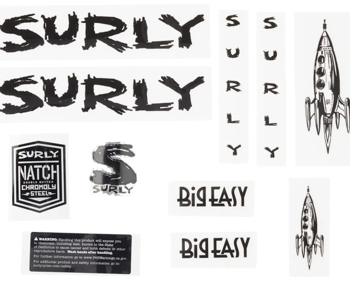 Surly Big Easy Frame Decal Set (Black w/ Rocket)