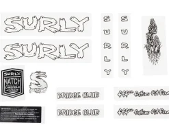 Surly Bridge Club Frame Decal Set (White w/ Mushrooms)
