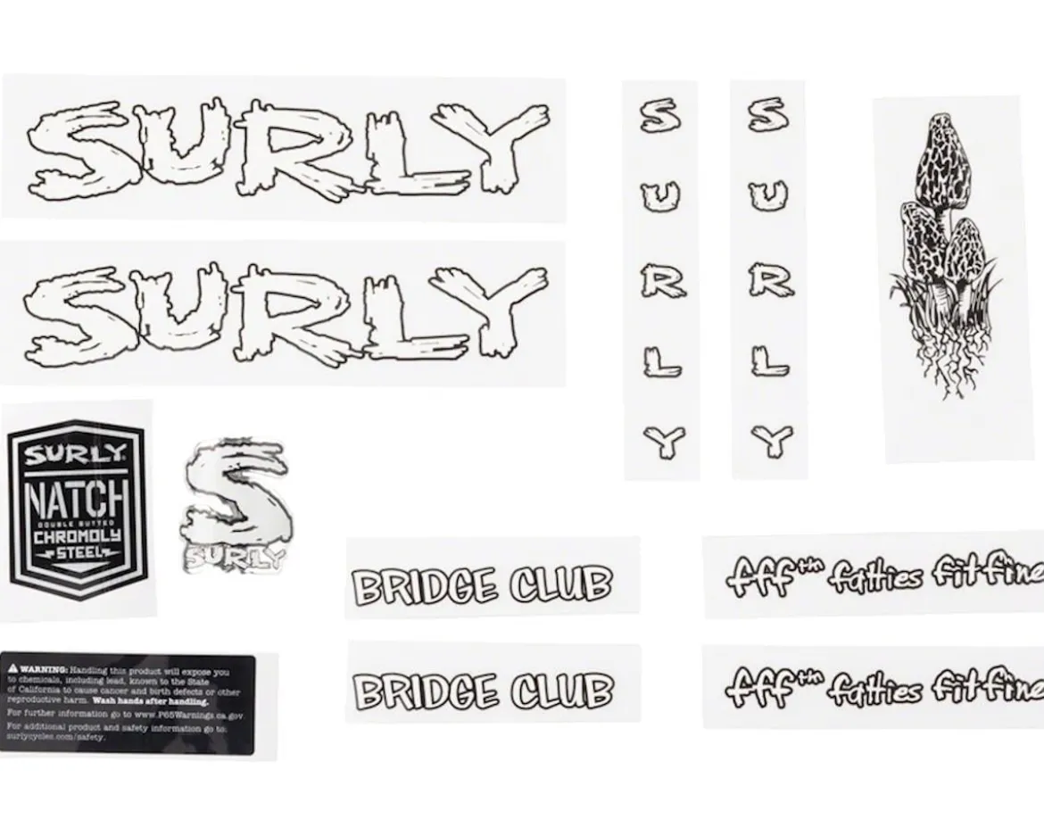 Surly Bridge Club Frame Decal Set (White w/ Mushrooms)
