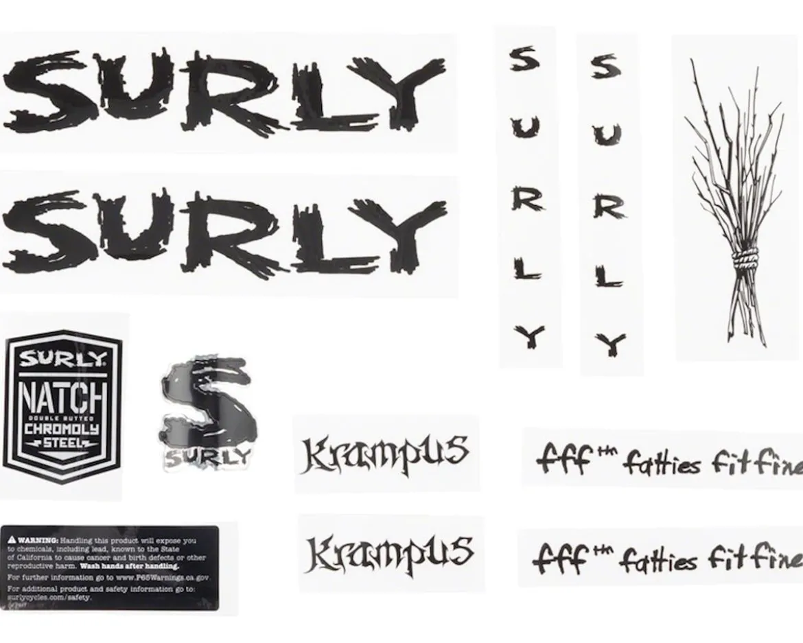 Surly Krampus Frame Decal Set (Black w/Sticks)