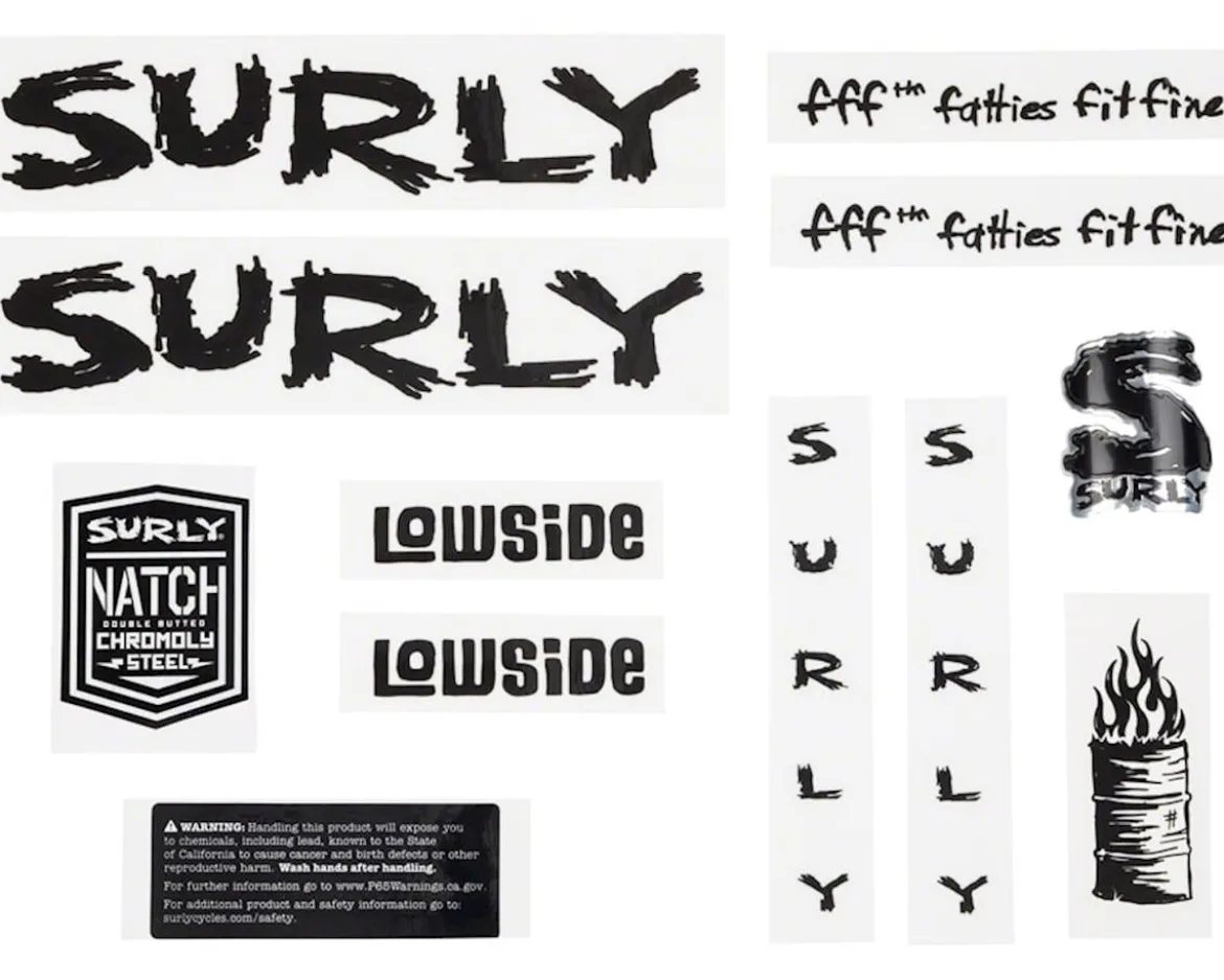 Surly Lowside Frame Decal Set (Black)