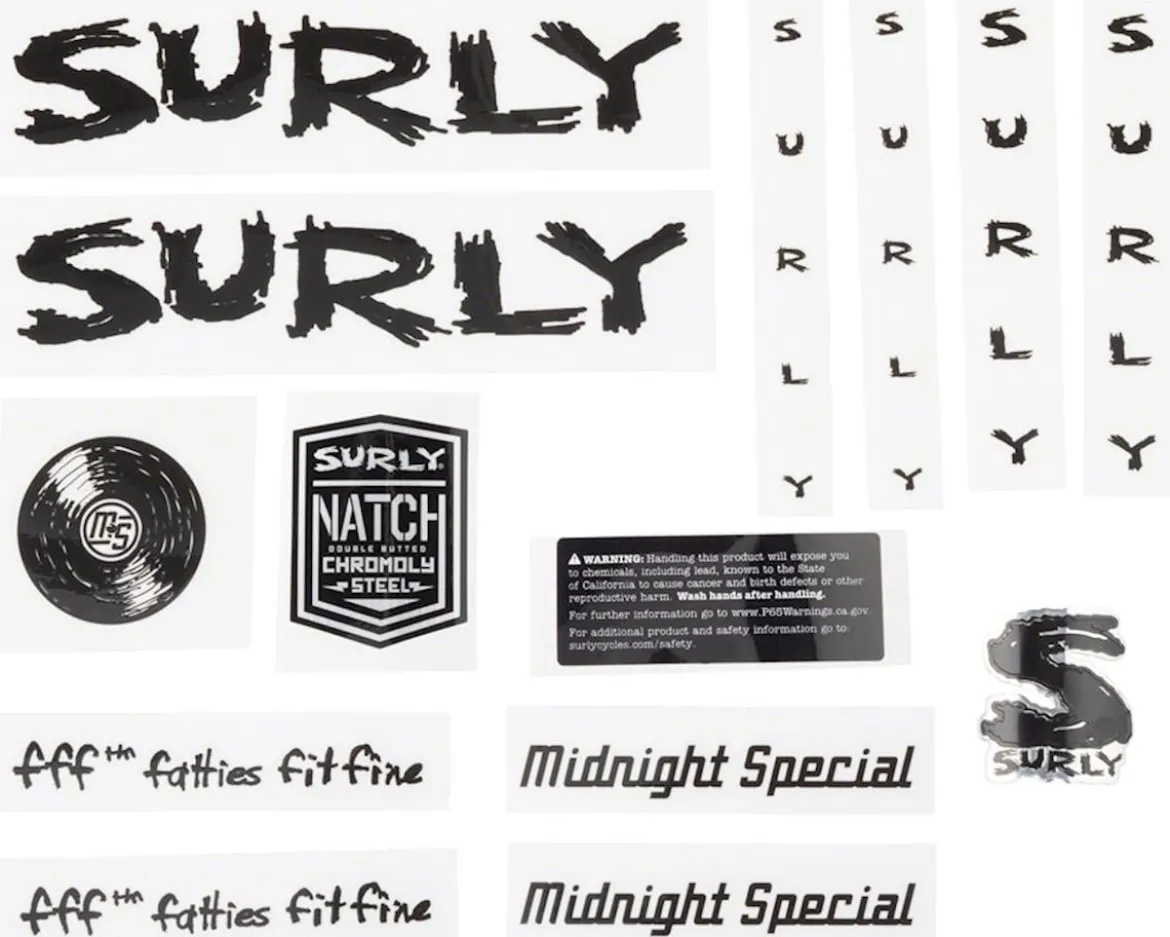 Surly Midnight Special Frame Decal Set (Black w/ Record)