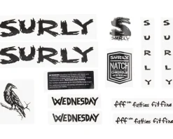 Surly Wednesday Frame Decal Set (Black w/ Crow)