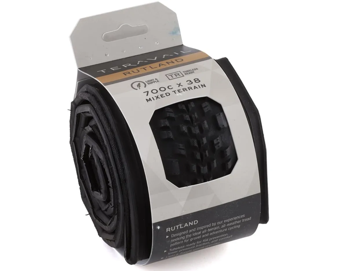 Teravail Rutland Tubeless Gravel Tire (Black) (700c) (38mm) (Light & Supple)
