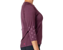 Terry Women's Merino 3/4 Sleeve Top (Wine Dots) (S)