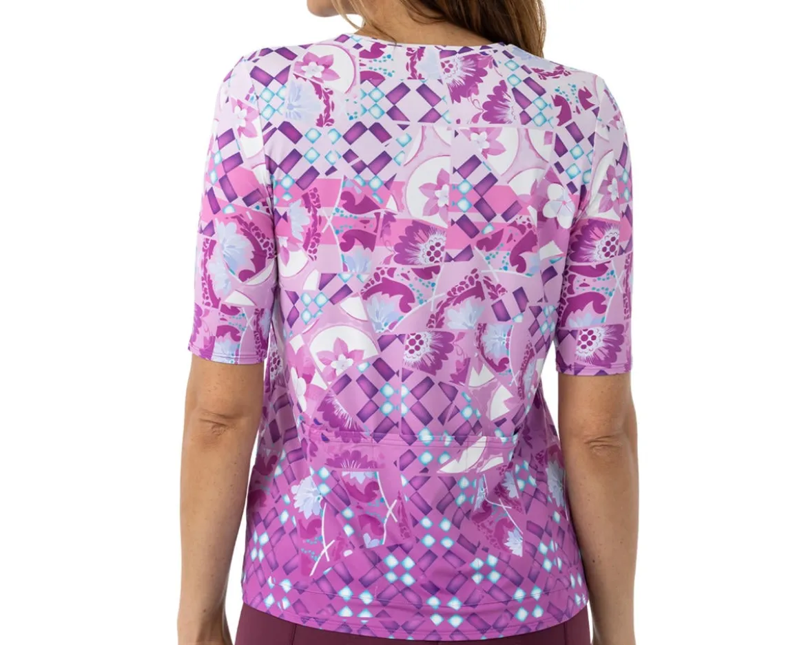 Terry Women's Soleil Flow Short Sleeve Top (Lavender Mosaic) (S)