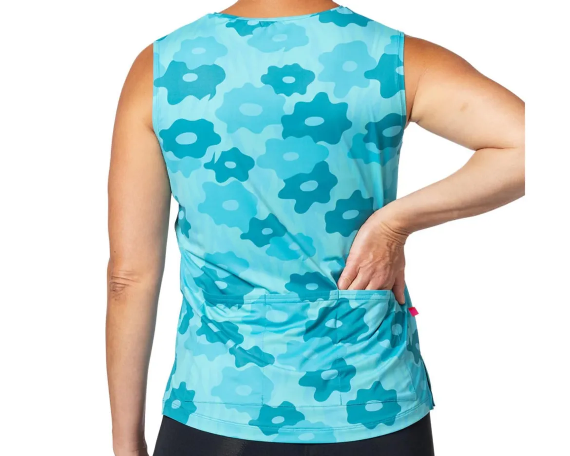 Terry Women's Soleil Split Tank Sleeveless Jersey (Blue Daisy) (S)