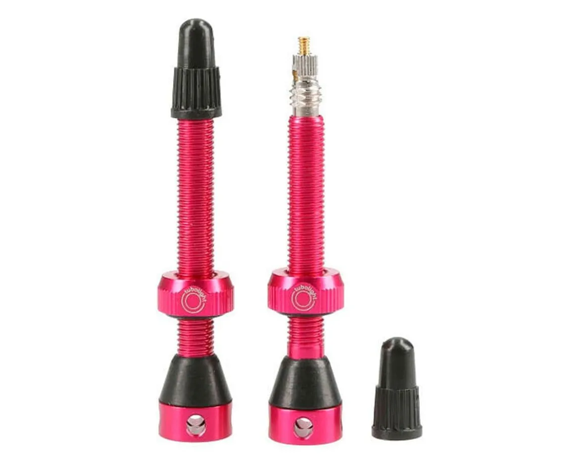 Tubolight Tubeless Valves (Pink) (Presta) (Insert Compatible) (50mm)