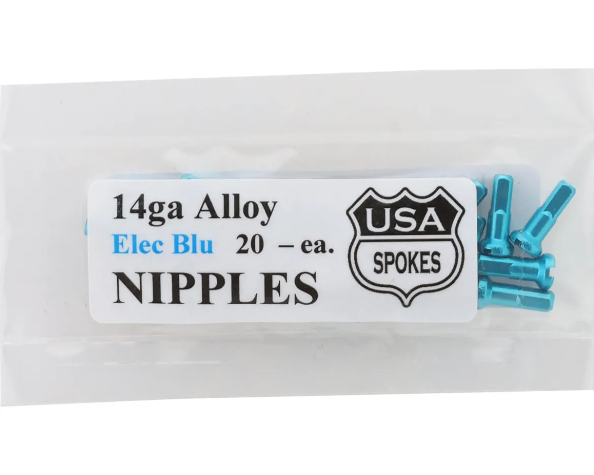 USA Brand 14g Alloy Nipples (Electric Blue) (Bag of 20)
