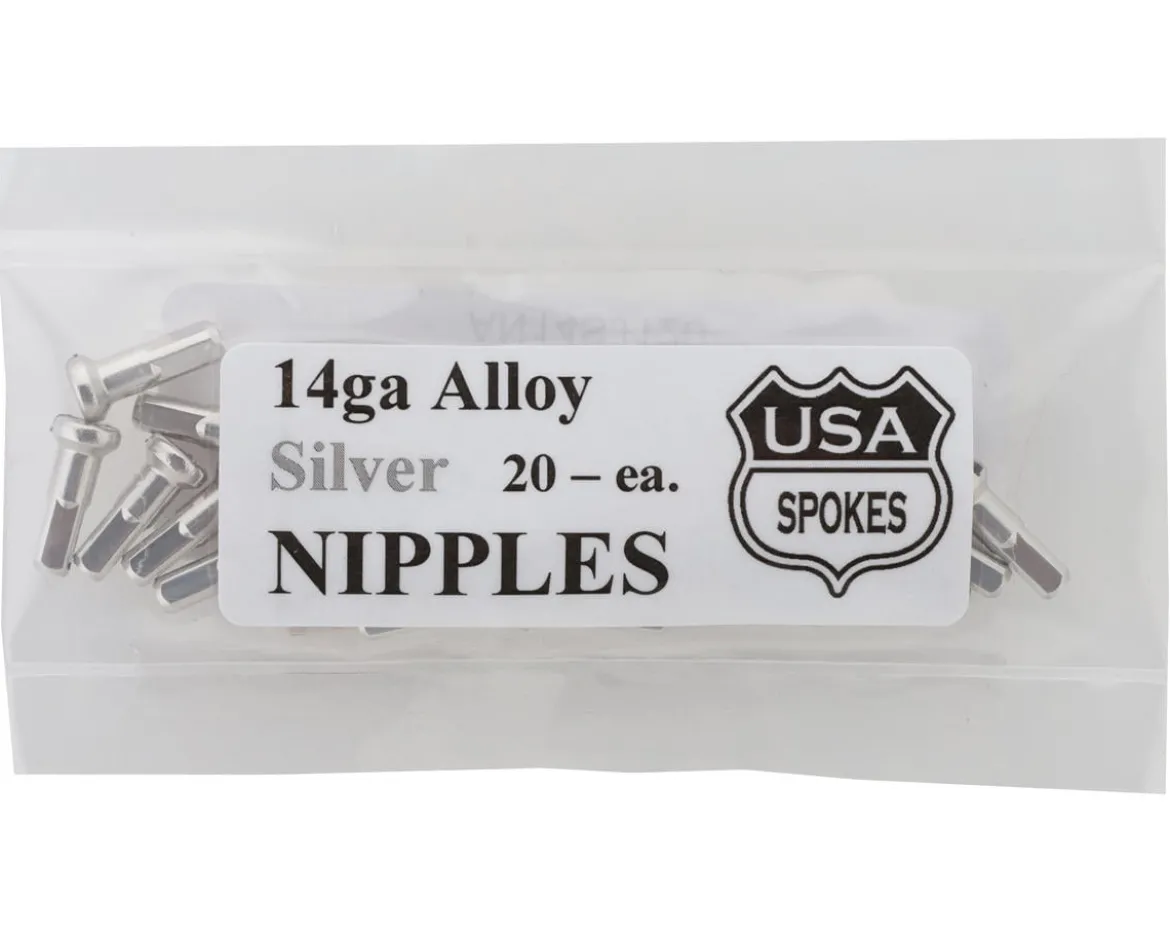 USA Brand 14g Alloy Nipples (Silver) (Bag of 20)