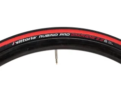 Vittoria Rubino Pro Tube-Type Road Tire (Black/Red) (700c) (25mm) (Folding) (Graphene 2.0)