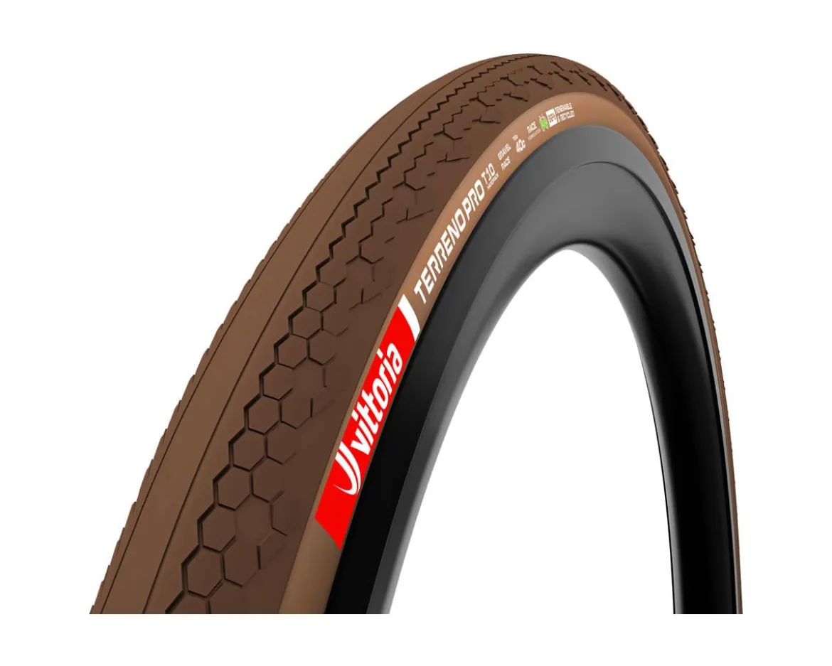 Vittoria Terreno Pro T10 Hardpack Gravel Race Tubeless Tire (Natural Brown) (700c) (35mm) (Eco Gravel Race)