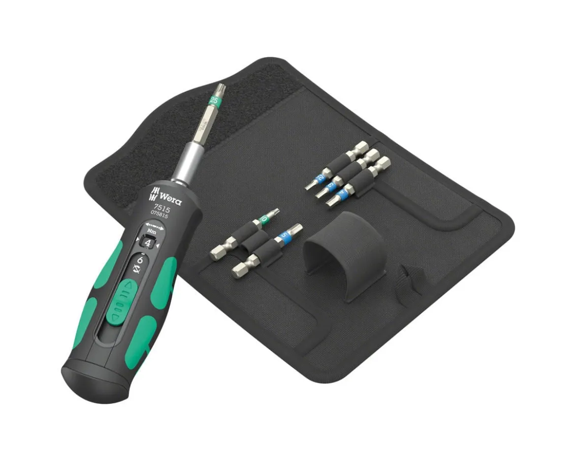 Wera 7515/7 Kraftform Bike 1 Safe-Torque Screwdriver & Bit Set (2.0, 3.0, 4.0, 5.0, 6.0 Nm)