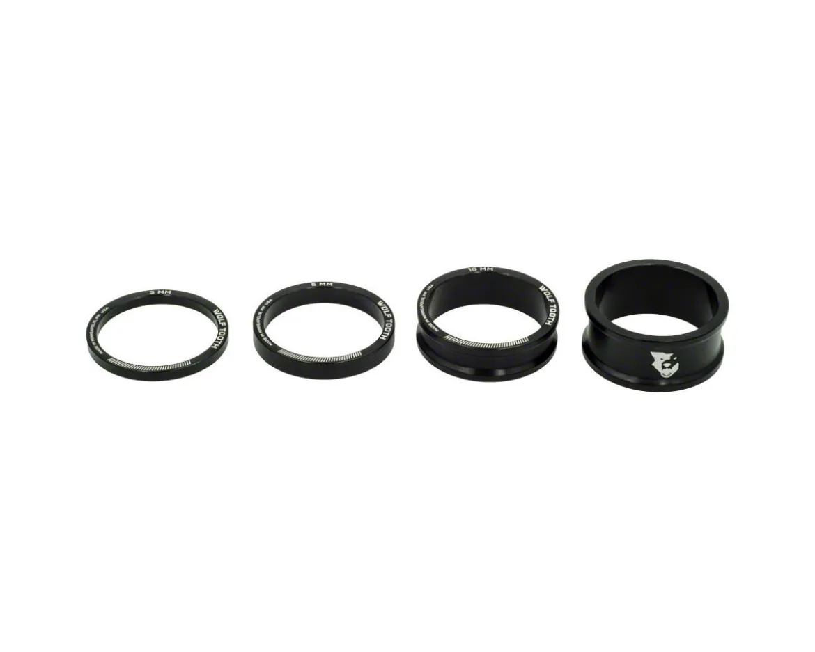 Wolf Tooth Components 1-1/8" Headset Spacer Kit (Black) (3, 5, 10, 15mm)