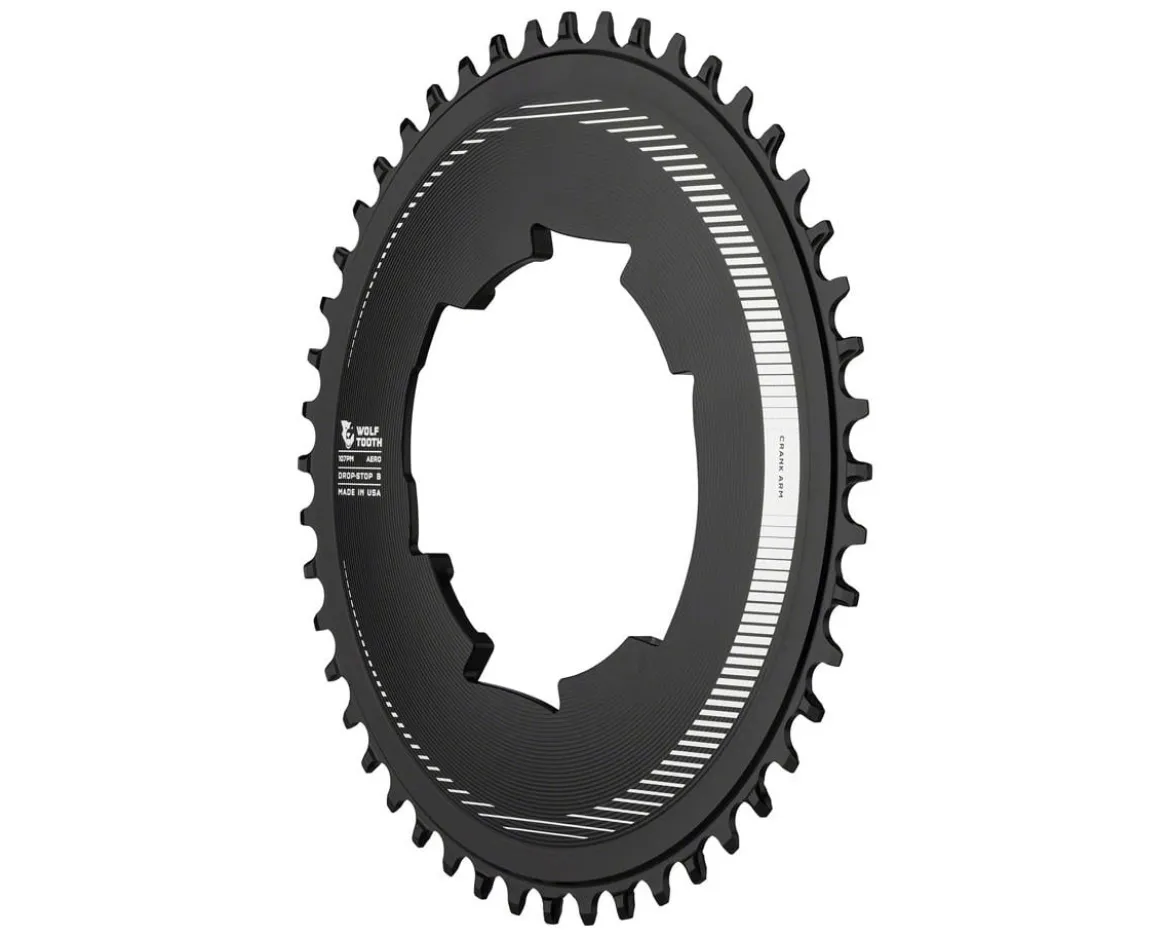 Wolf Tooth Components Aero Chainring (Black) (Drop-Stop B) (Single) (46T) (For SRAM 107 BCD Cranksets)