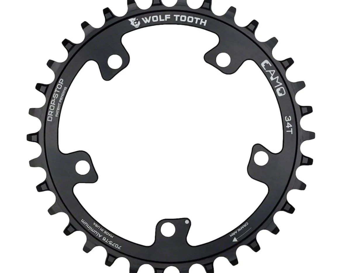 Wolf Tooth Components CAMO Aluminum Round Chainring (Black) (Drop-Stop A) (Single) (34T)