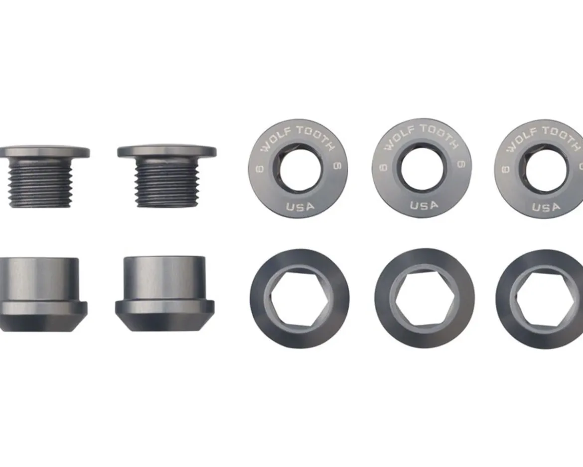 Wolf Tooth Components Dual Hex Fitting Chainring Bolts (Gunmetal) (6mm) (5 Pack) (For 1x Use)