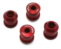 Wolf Tooth Components Dual Hex Fitting Chainring Bolts (Red) (6mm) (4 Pack) (For 1x Use)