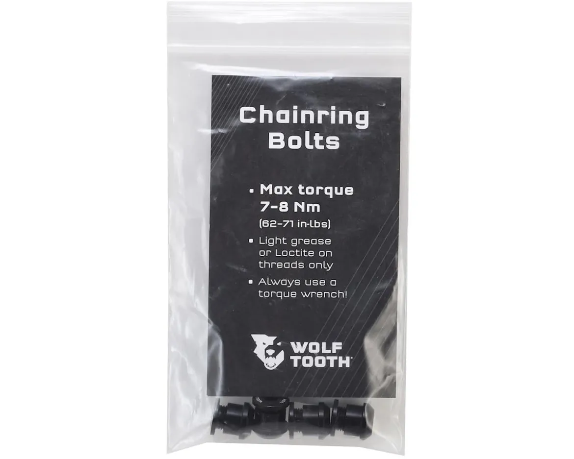 Wolf Tooth Components Dual Hex Fitting Chainring Bolts (Black) (6mm) (4 Pack) (For 1x Use)