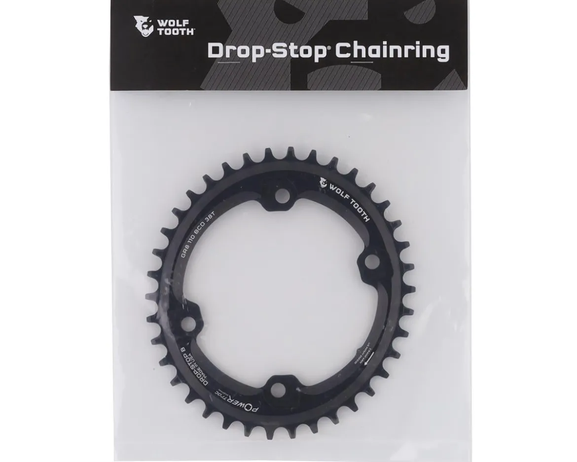 Wolf Tooth Components Elliptical Chainring (Black) (110mm Shimano Asym. BCD) (Drop-Stop B) (Single) (38T) (GRX)